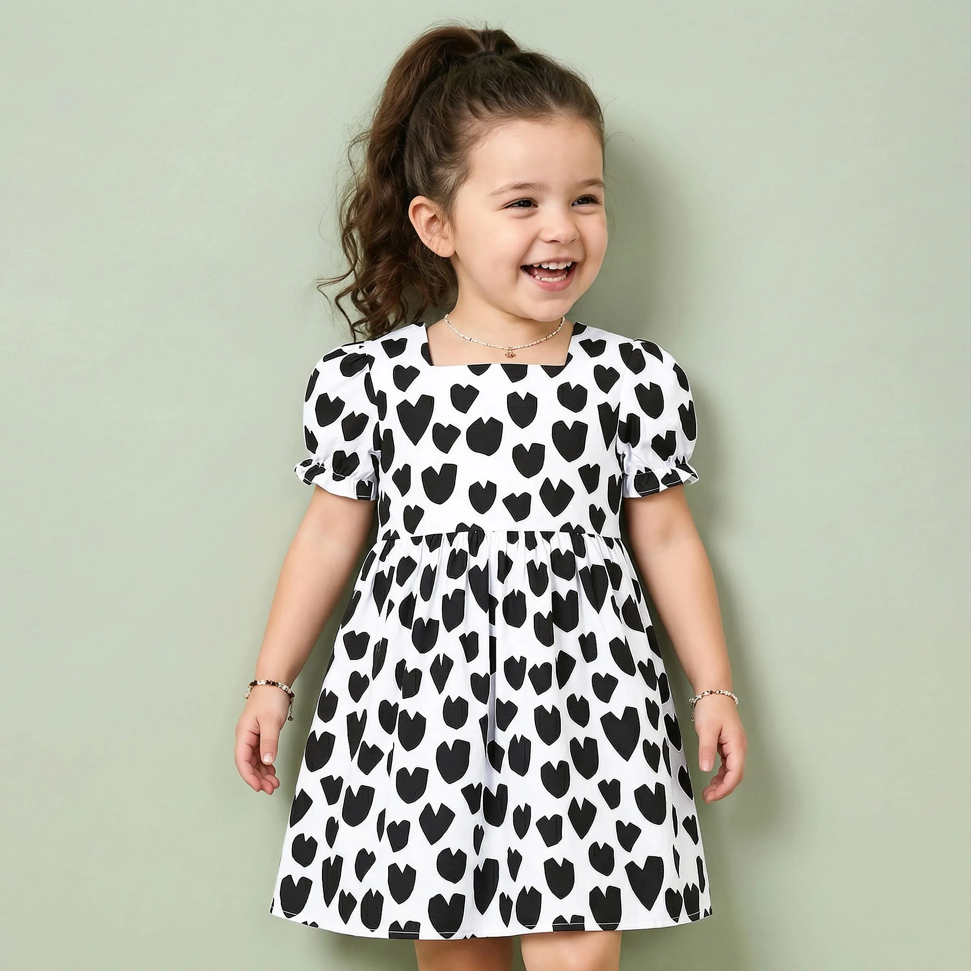 Buy Mark & Mia Half Sleeves Dress With Heart Print - Black & White for  Girls (12-18Months) Online in India, Shop at FirstCry.com - 19506148