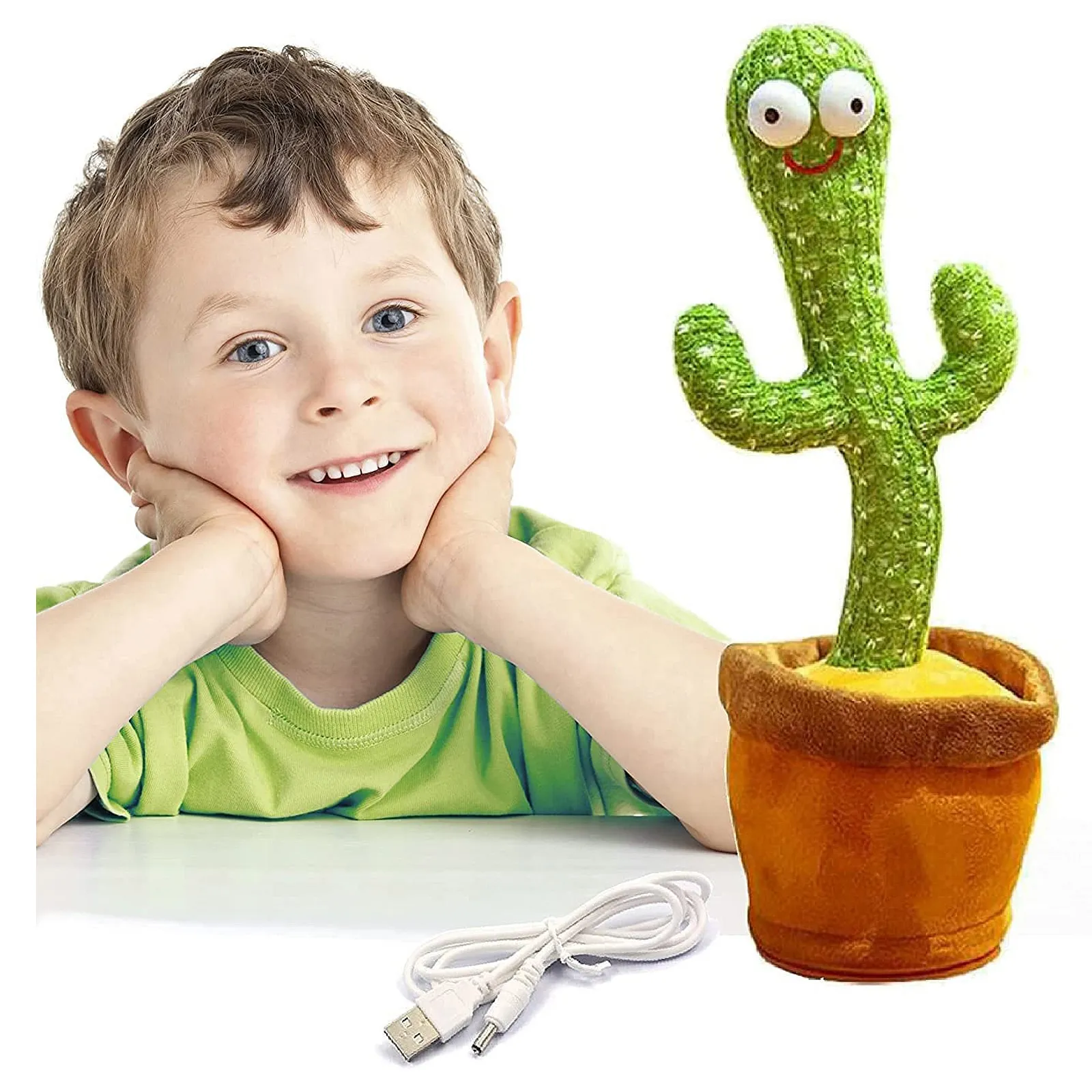 NEGOCIO Singing Talking Recording Dancing Cactus Toy Green Brown - Image 1