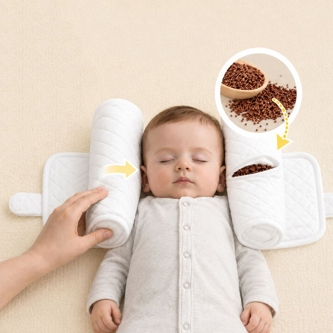 NeonateCare Adjsutable Pillow with Mustard seeds - White pillow with Mustard seeds Online in India, Buy at Best Price from FirstCry.com - 21891398