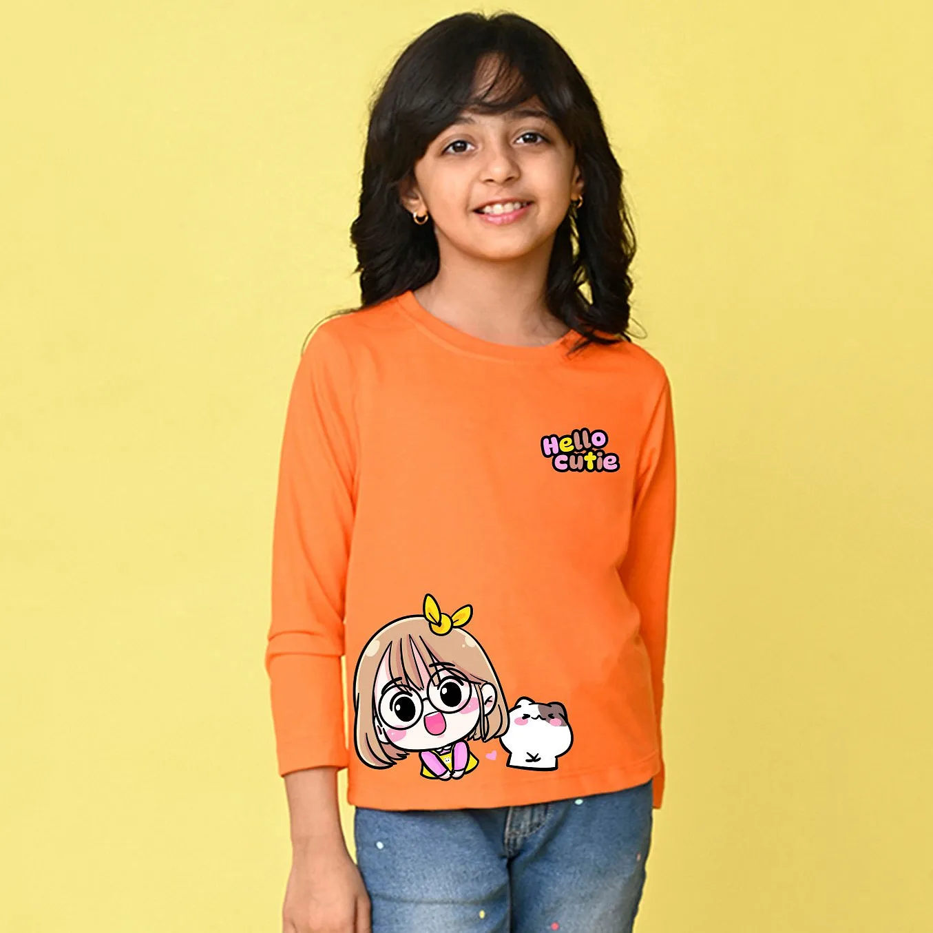♡てるページ♡ Buy NUSYL Cotton Blend Full Sleeves Hello Cutie Text Printed Tee