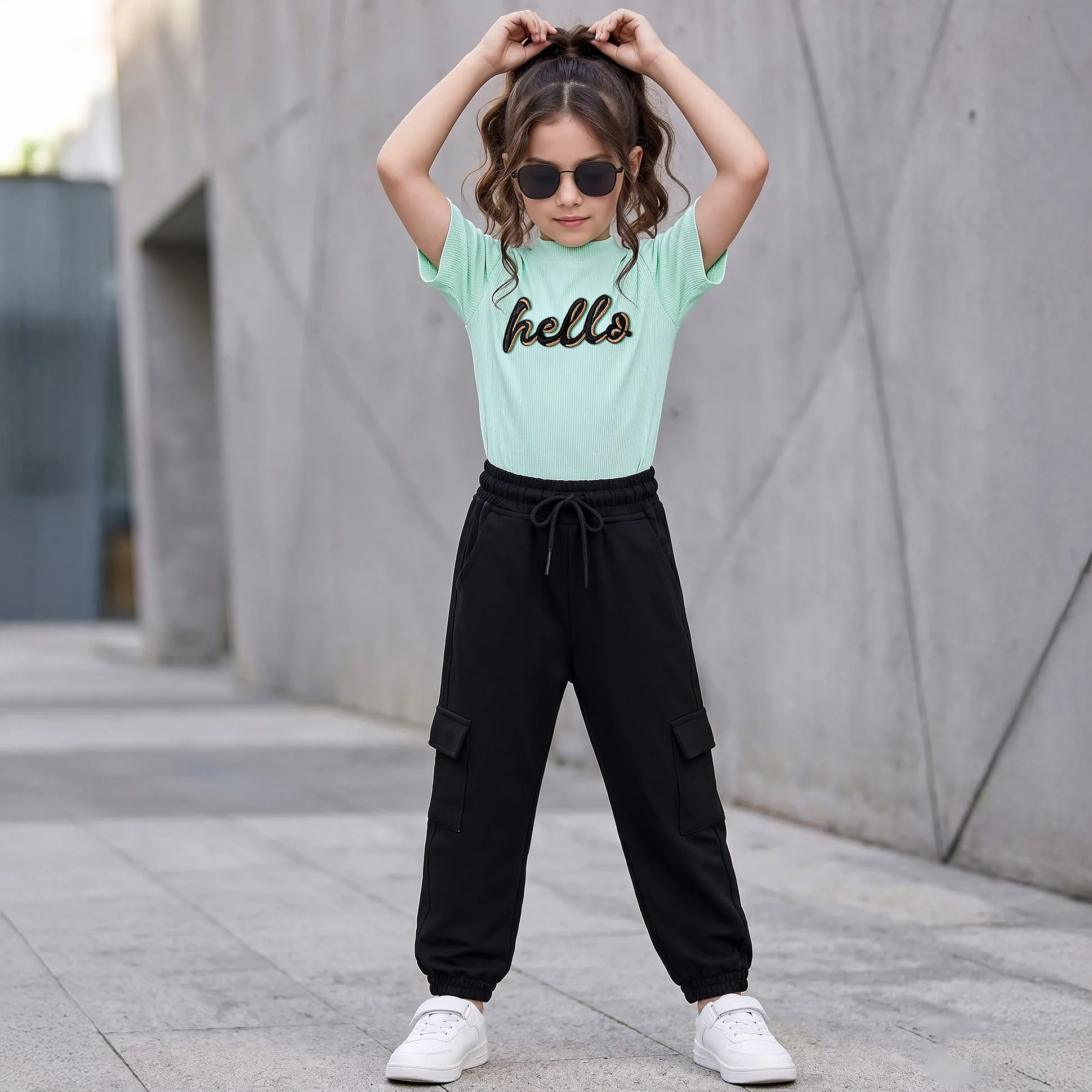 Buy OLLINGTON ST. Cotton Knit Half Sleeves Top & Pant Set With