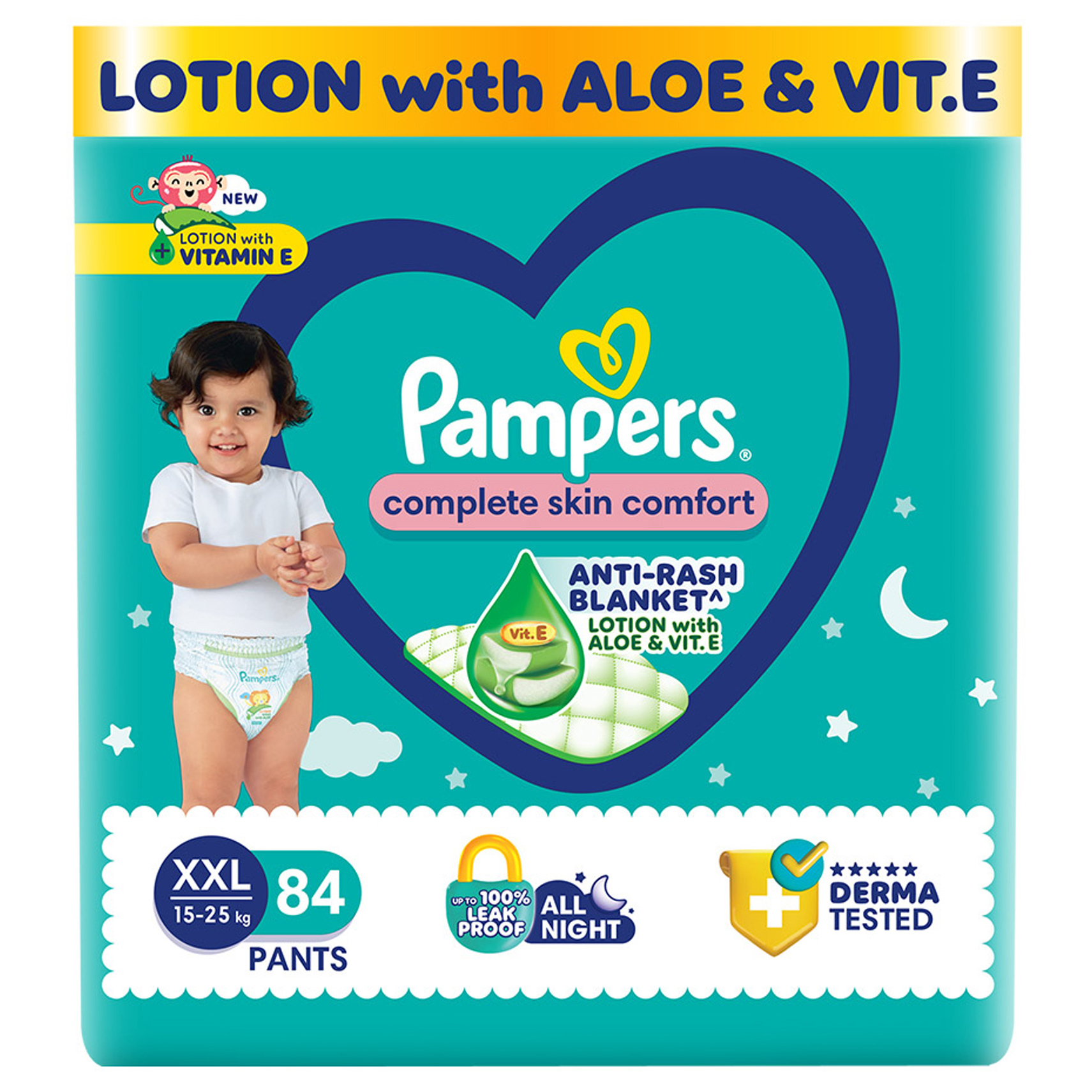 Pampers All Round Protection Pant Style Baby Diapers Anti Rash Blanket  Lotion with Aloe Vera Diapers XXL - 84 Count Online in India, Buy at Best  Price from FirstCry.com - 20749060