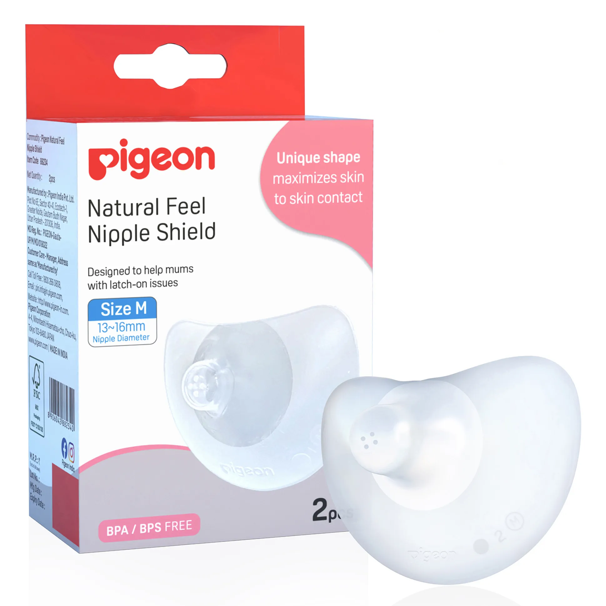 Pigeon Natural Feel nipple shield with case (size M)