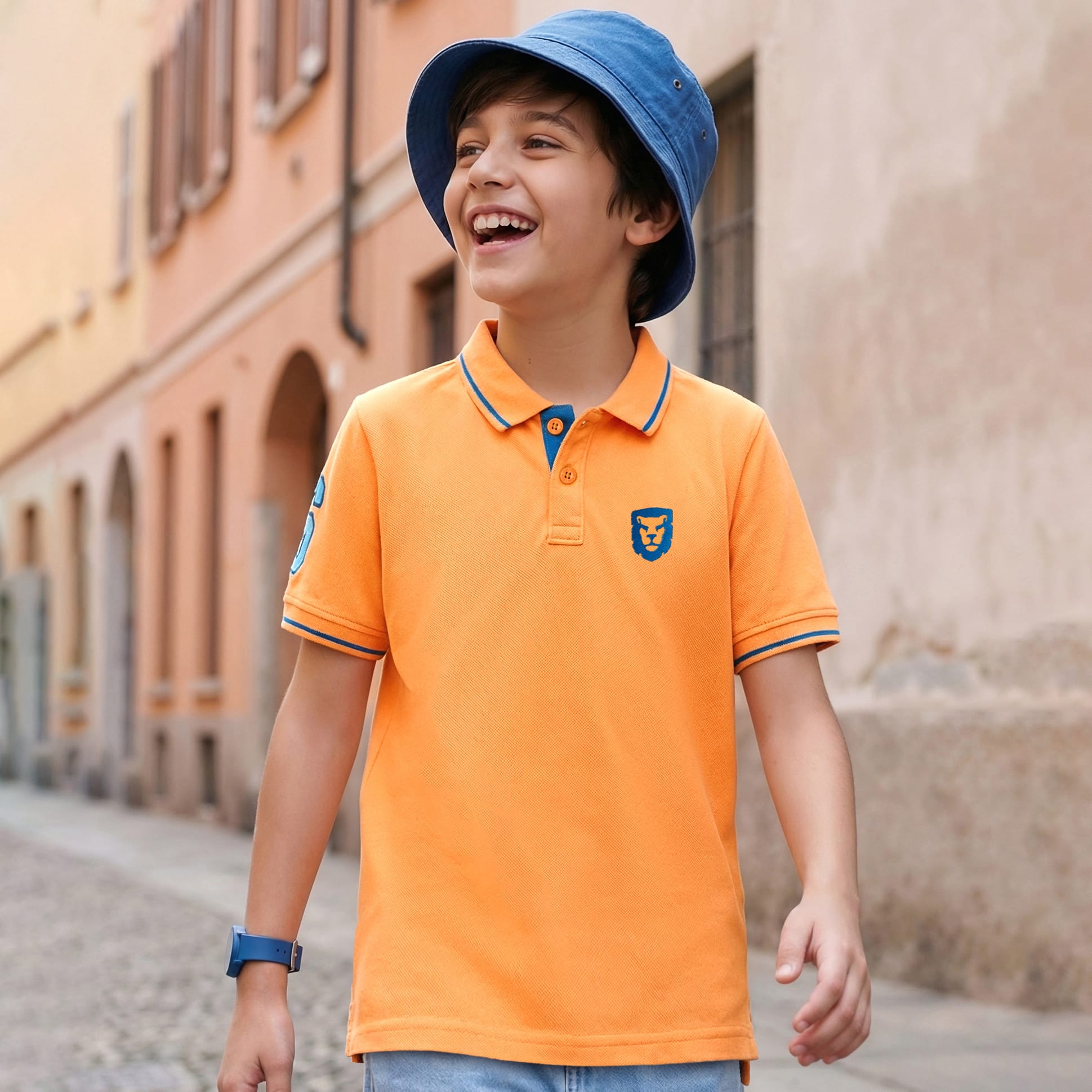 Buy Pine Kids Cotton Knit Half Sleeves Polo T-Shirt with Number