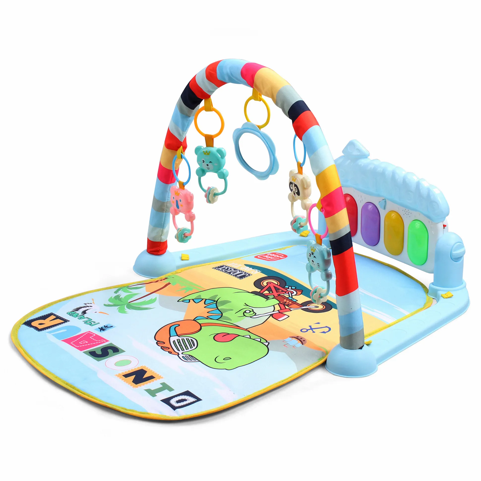 Play Nation Dino Theme Play Gym with Lights, Blue - Image 1
