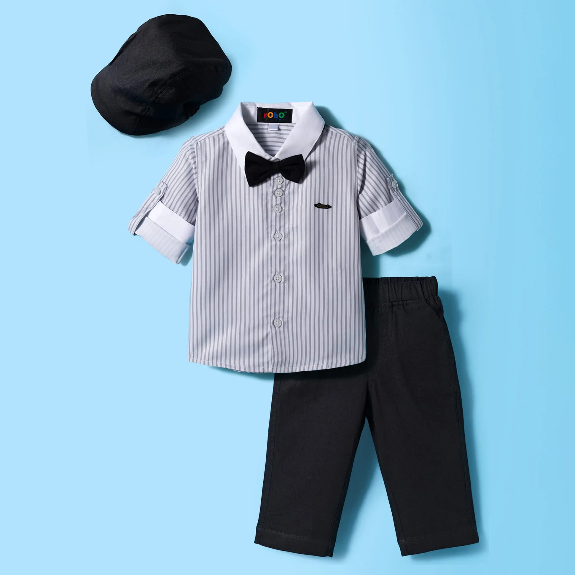 Buy Robo Fry Cotton Woven Full Sleeves Striped Party Shirt & Pant