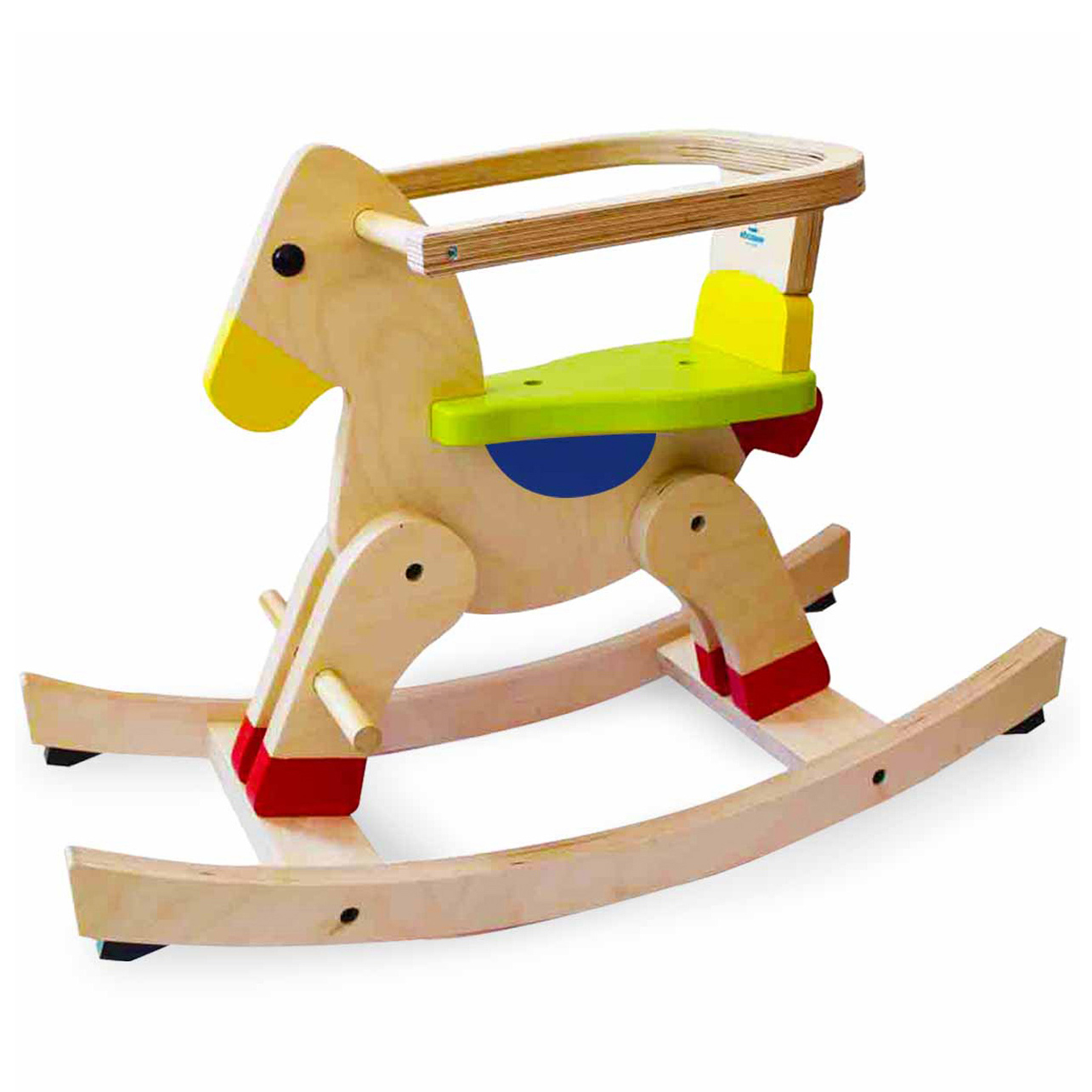Colourful wooden rocking horse for children