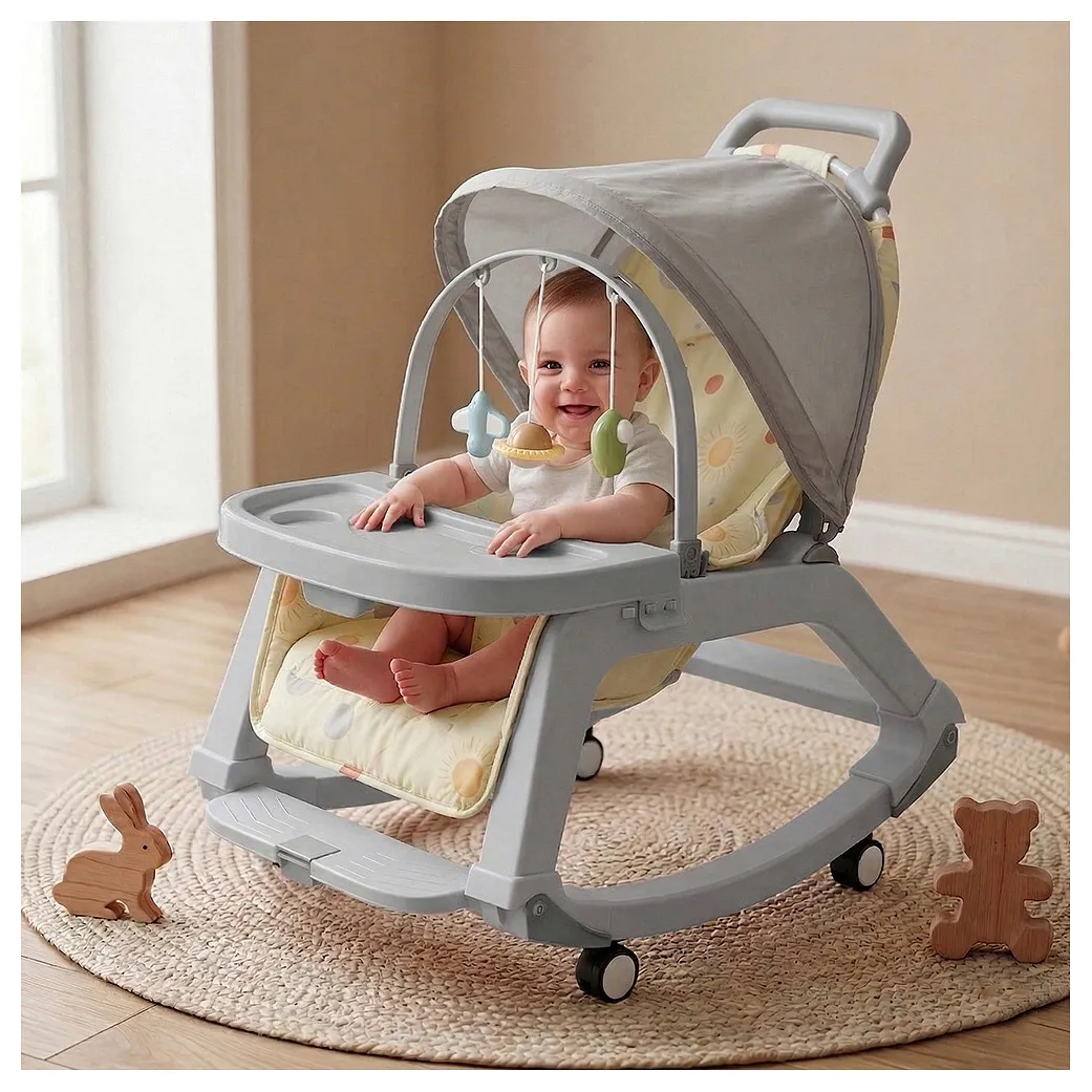 StarAndDaisy 5-in-1 Baby Rocker, Grey - Image 1