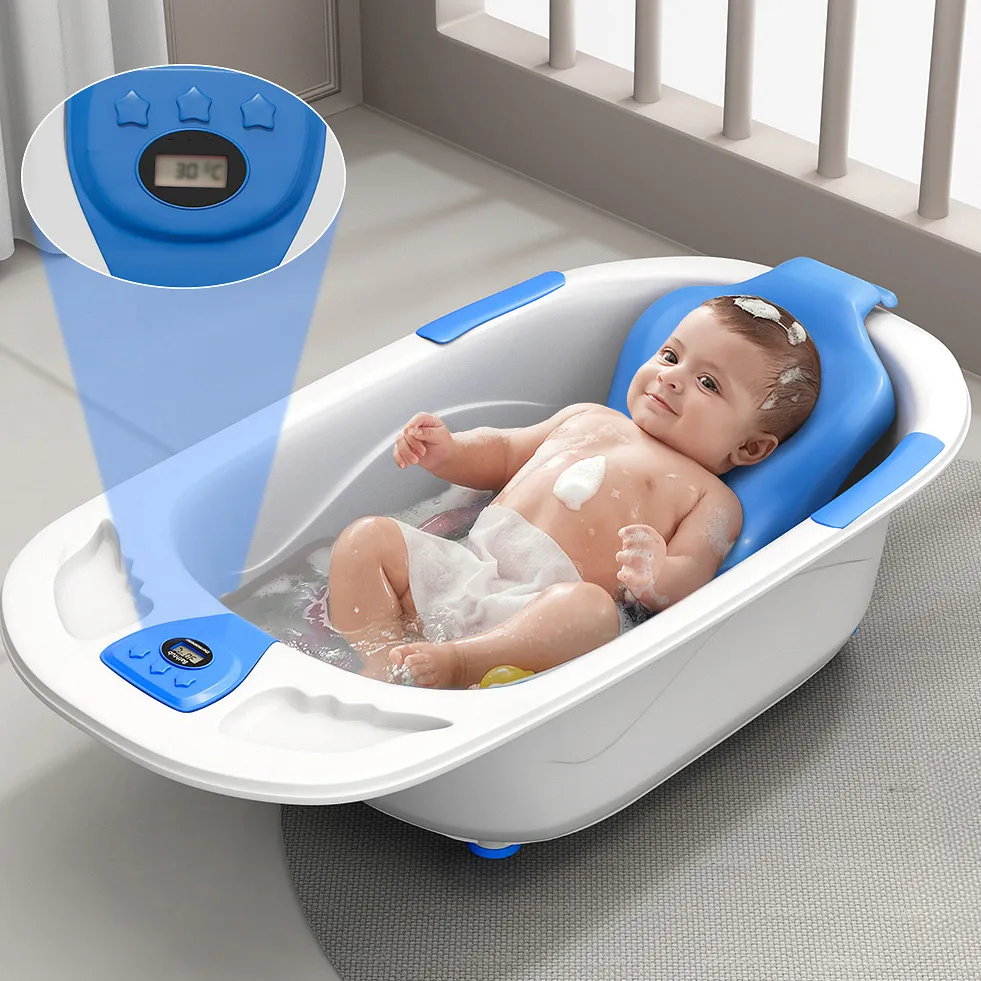 StarAndDaisy Baby Bath Tub with Temperature Sensor, White - Image 1
