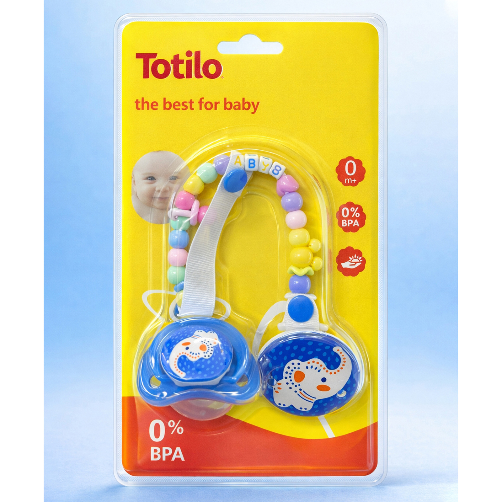 Totilo Stylish Baby Pacifier with Clip Chain - Soft, Safe & BPA