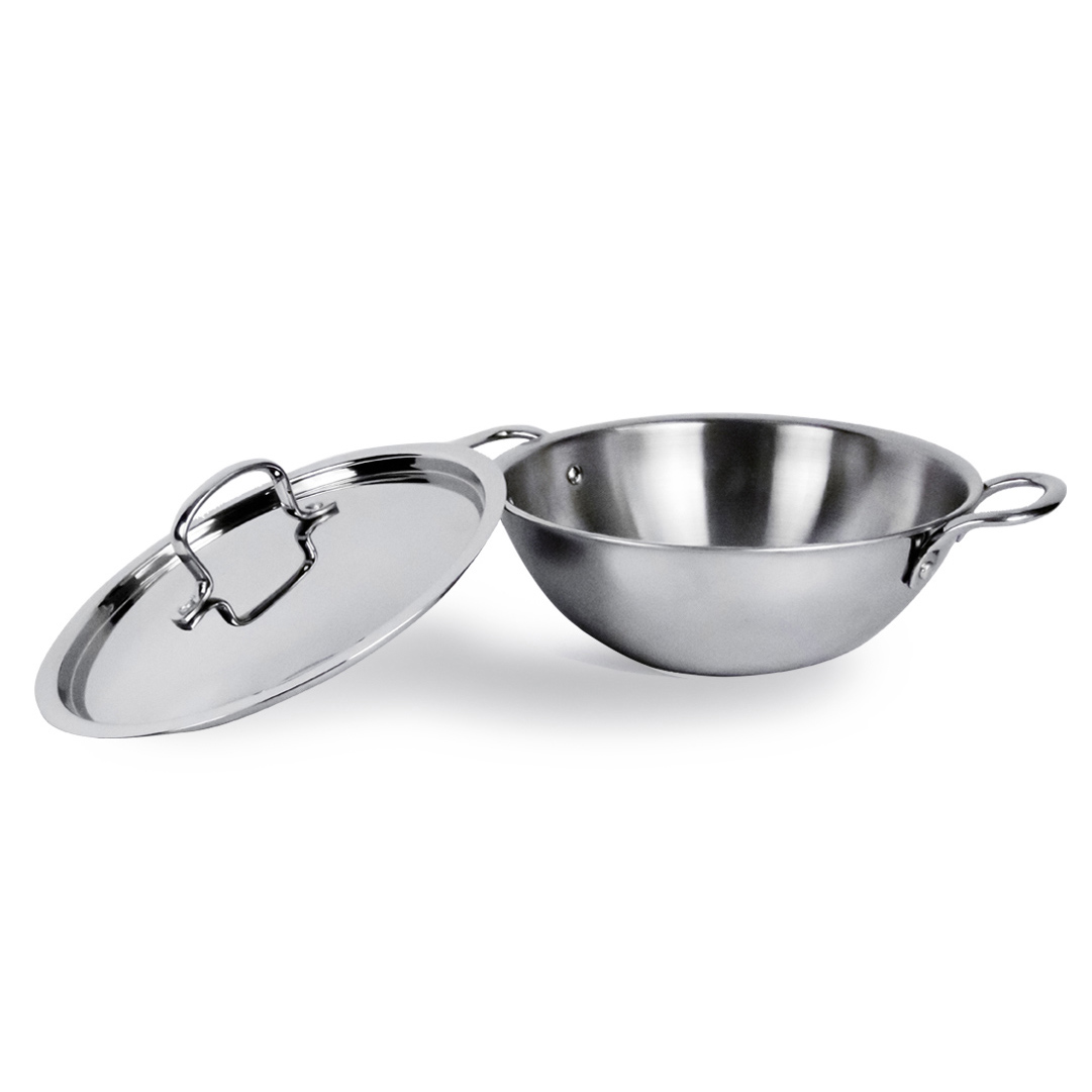 USHA SHRIRAM Triply Stainless Steel Kadai with Lid - Silver