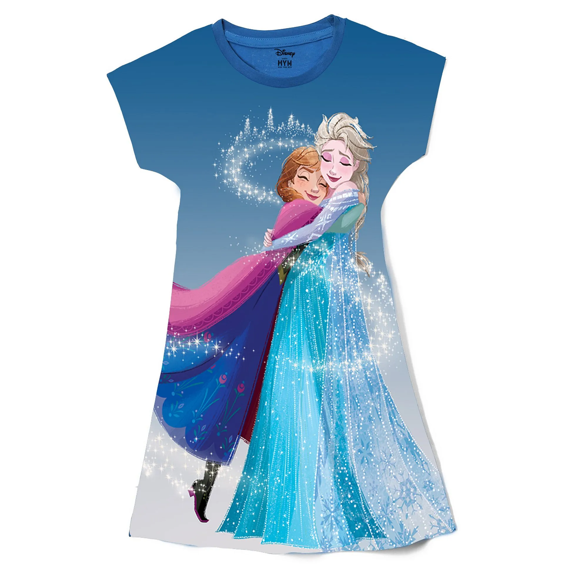 Buy Wear Your Mind Cotton Blend Disney Frozen Featuring Half Sleeves Anna &  Elsa Printed Dress - Royal Blue for Girls (2-3Years) Online in India, Shop  at FirstCry.com - 20347530