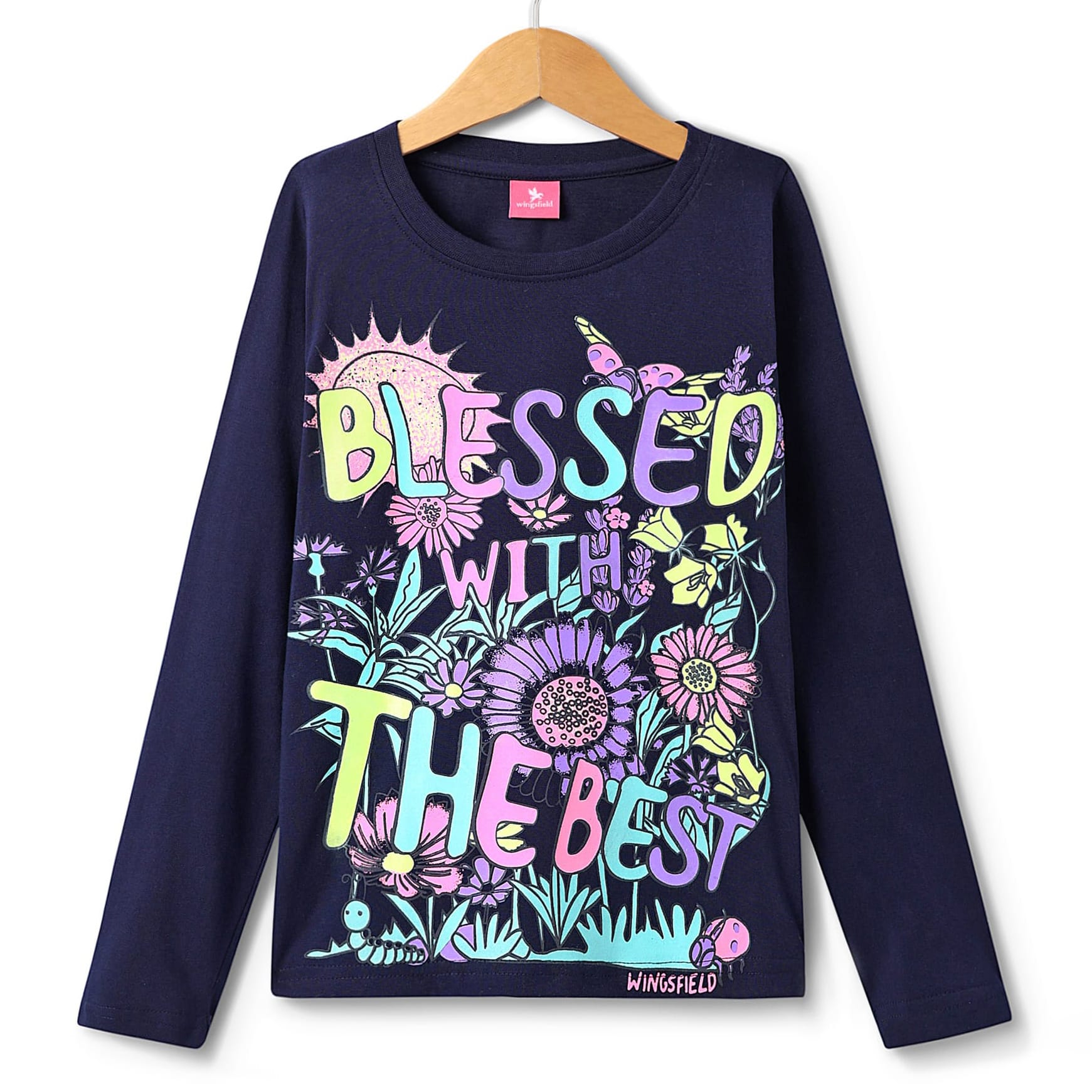 Wingsfield Half Sleeves Floral Printed Top - Navy Blue Online in