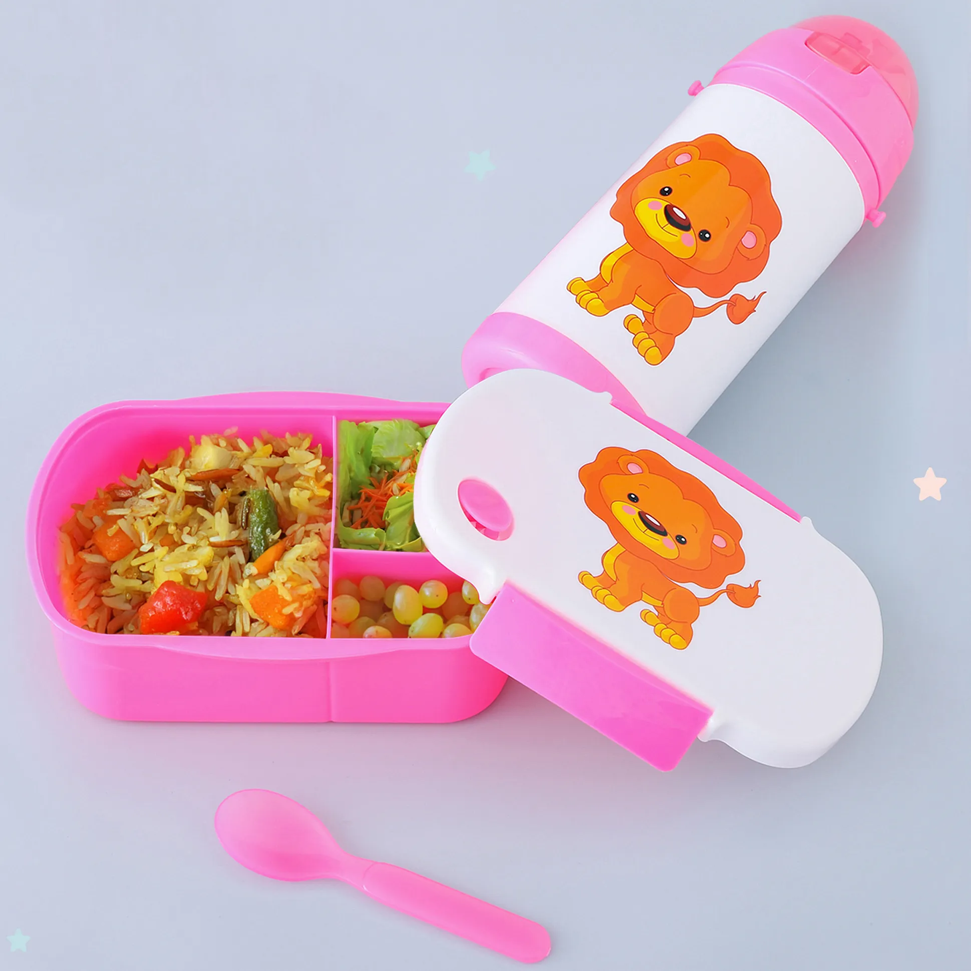 ZOE Lunch Box Set With Water Bottle Lion Print|BPA Free|Leak