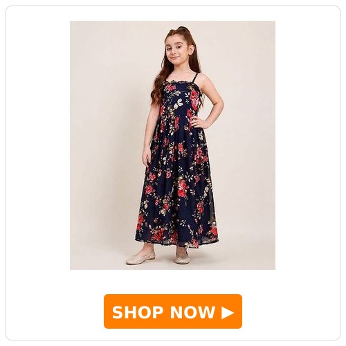 Little Marine Sleeveless Floral Printed Fit & Flare Maxi Dress Little Marine Sleeveless Floral Printed Fit & Flare Maxi Dress - Navy Blue